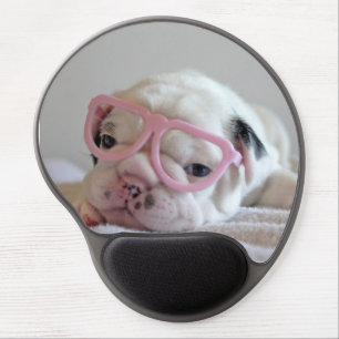 French Bulldog in Heart Glasses Gel Mouse Pad