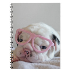 French Bulldog in Heart Glasses Notebook