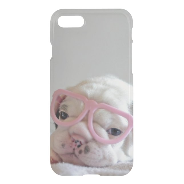 French Bulldog in Heart Glasses Uncommon iPhone Case (Back)