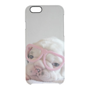 French Bulldog in Heart Glasses Clear iPhone 6/6S Case