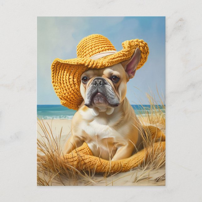 French Bulldog in Knitted Dog Attire Holiday Postcard (Front)