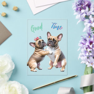 French Bulldog in love Valentine's Day  Acrylic Invitations