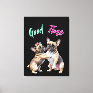 French Bulldog in love Valentine's Day  Canvas Print