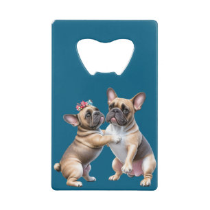 French Bulldog in love Valentine's Day  Credit Card Bottle Opener