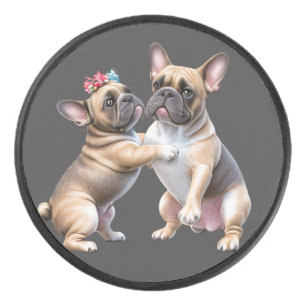 French Bulldog in love Valentine's Day  Hockey Puck