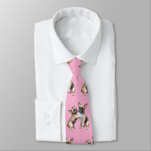 French Bulldog in love Valentine's Day  Neck Tie