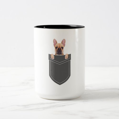 French Bulldog In My Pocket Pocket Two_Tone Coffee Mug