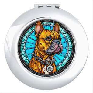 French Bulldog in Ornate Design Compact Mirror