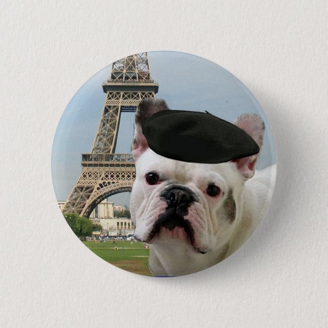 French Bulldog in Paris button (Front)