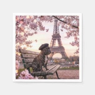 French Bulldog In Paris Napkins