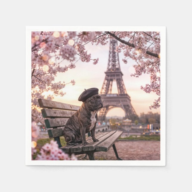 French Bulldog In Paris Napkins (Front)