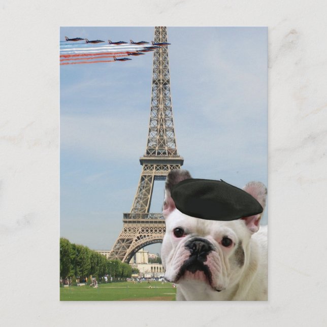 French Bulldog in Paris postcard (Front)