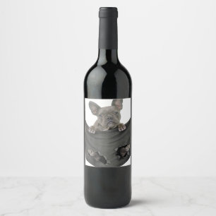 French Bulldog In Pocket Puppy Cute Dog Wine Label