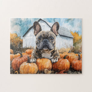French Bulldog in Pumpkin Patch Jigsaw Puzzle