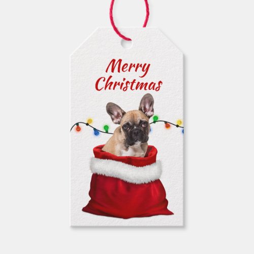 French Bulldog in Santa Bag Gift Tags