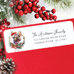 French Bulldog in Santa Hat  Return Address Label<br><div class="desc">This festive return address label features a cute French Bulldog dog wearing a Santa hat framed with a Christmas pinecone wreath. It's the perfect way to add a touch of holiday cheer to your mail and get noticed by everyone who sees it.</div>