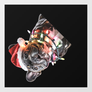 French Bulldog in Santa Hat Wrapped in Christmas L Wall Decal