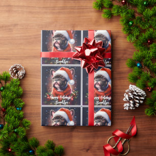 French Bulldog in Santa Hat Wrapping Paper