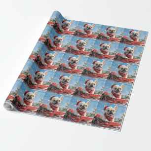 French Bulldog in Sledge Let it Snow Christmas Wrapping Paper