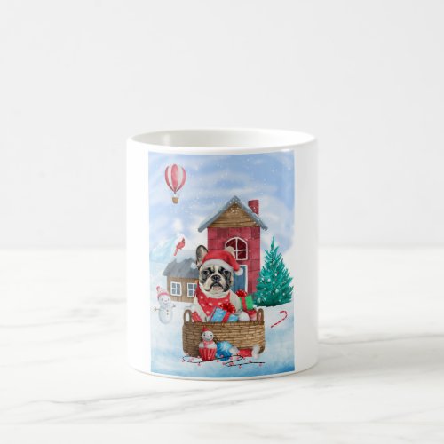 French Bulldog In snow Christmas Dog House Coffee Mug