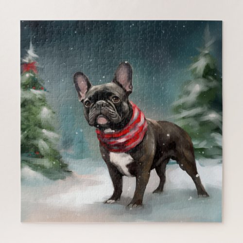 French Bulldog in Snow Christmas Jigsaw Puzzle