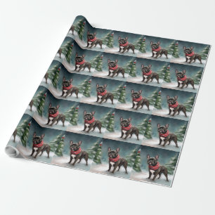 French Bulldog in Snow Christmas Wrapping Paper