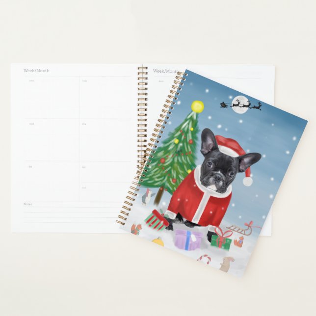 French Bulldog  in Snow with Christmas Gifts   Planner (Display)