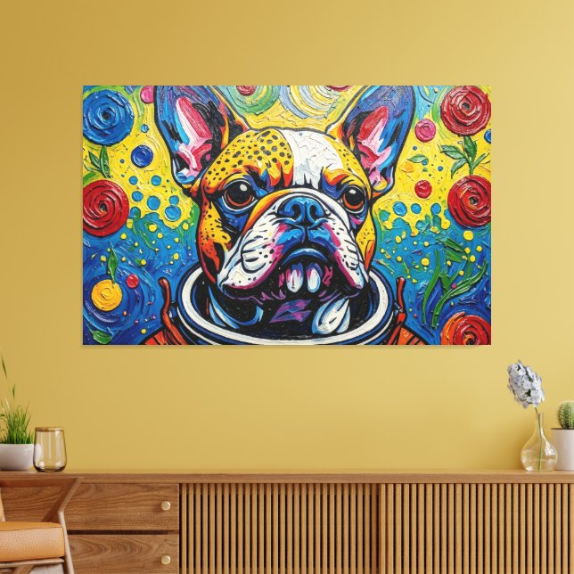 FRENCH BULLDOG IN SPACE 15 CANVAS PRINT (Insitu(LivingRoom))