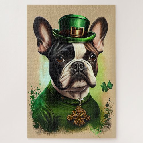 French Bulldog in St Patricks Day Dress Jigsaw Puzzle