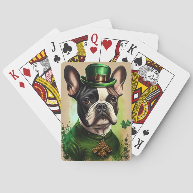 French Bulldog in St. Patrick's Day Dress Poker Cards (Back)