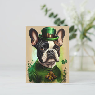 French Bulldog in St. Patrick's Day Dress Postcard