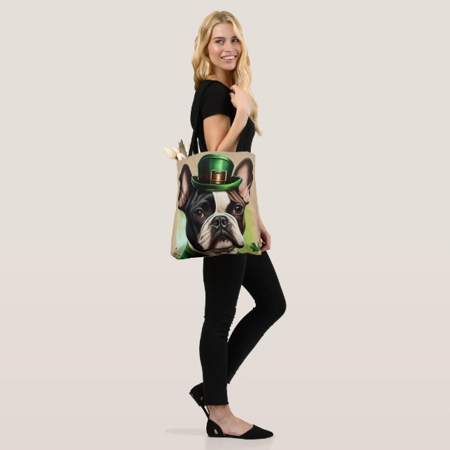 French Bulldog in St. Patrick's Day Dress Tote Bag (On Model)