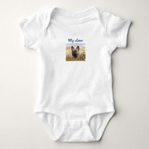 French Bulldog in straw French Bulldog  Baby Bodysuit