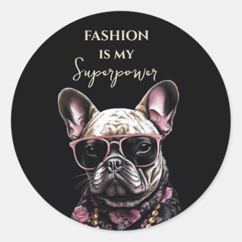 French Bulldog in sunglasses Hawaiian shirt dog Classic Round Sticker