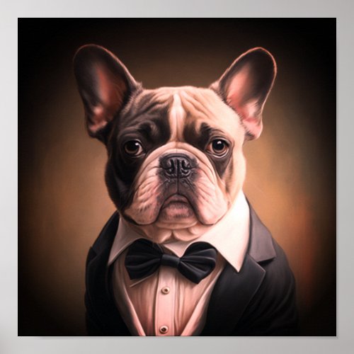 French Bulldog in Tuxedo Poster