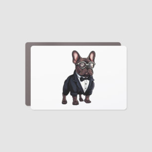 French Bulldog in Tuxedo Wearing Glasses Car Magnet