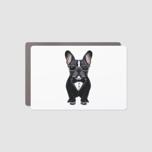 French Bulldog in Tuxedo Wearing Glasses Car Magnet