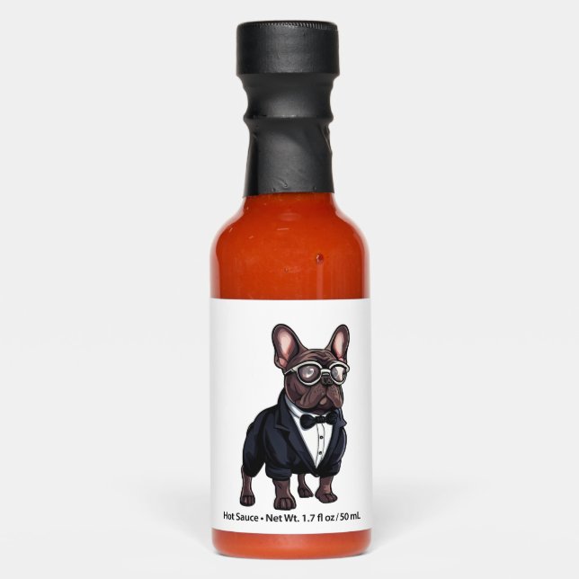 French Bulldog in Tuxedo Wearing Glasses Hot Sauces (Front)