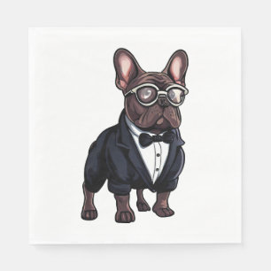 French Bulldog in Tuxedo Wearing Glasses Napkins