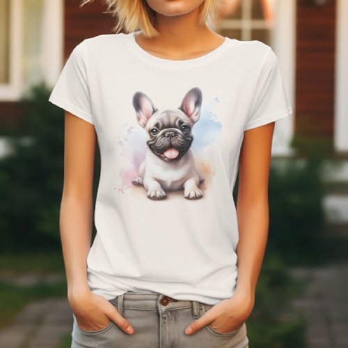 French Bulldog in watercolor T_Shirt