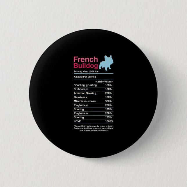 French Bulldog Ingredient Lists  Button (Front)
