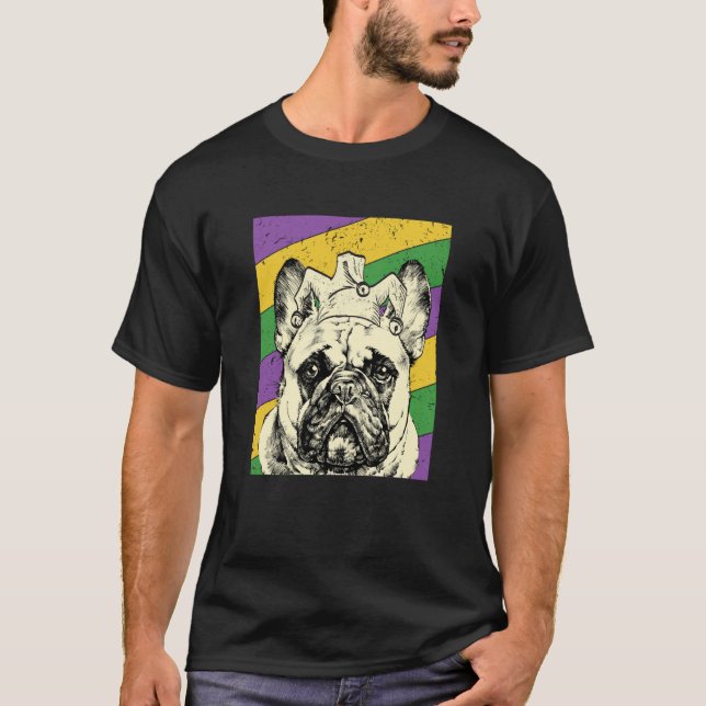 French Bulldog Jester Mardi Gras Dog Mom or Dad T-Shirt (Front)