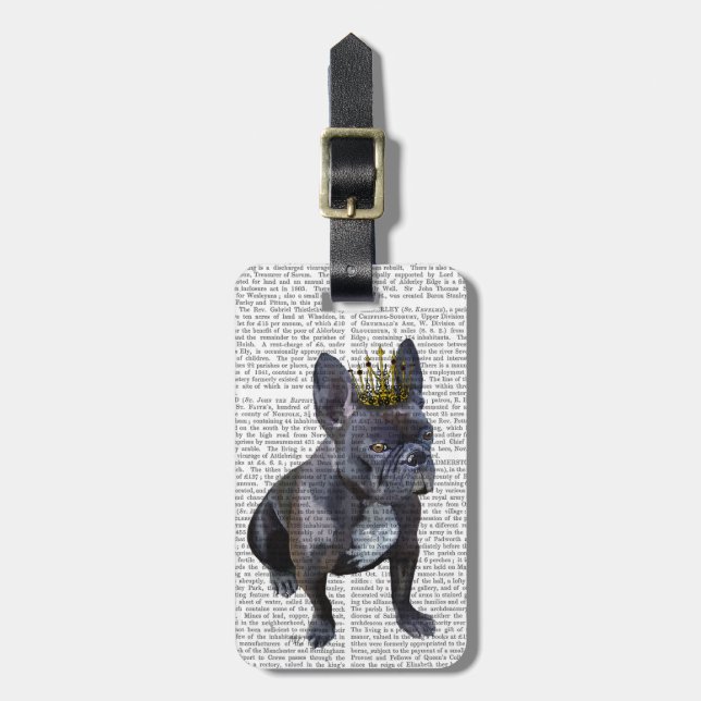 French Bulldog King Luggage Tag (Front Vertical)