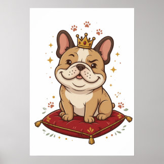 French Bulldog King Royal Frenchie Dog Lover Wall Poster