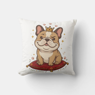 French Bulldog King Throw Pillow Frenchie Lover