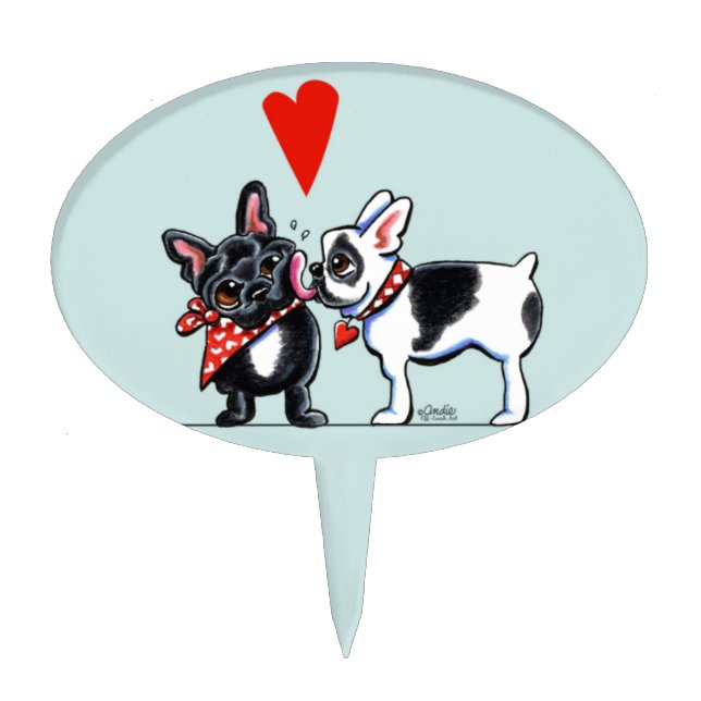 French Bulldog Kiss Cake Topper (Front)