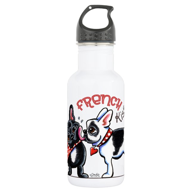 French Bulldog Kiss Stainless Steel Water Bottle (Front)