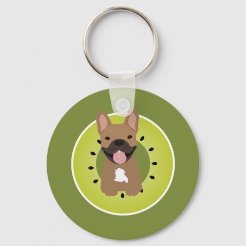 French Bulldog Kiwi Fruit Keychain