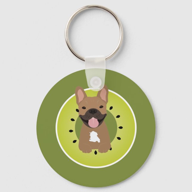 French Bulldog Kiwi Fruit Keychain (Front)