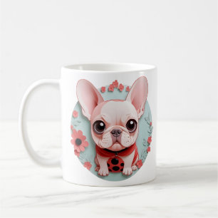 French Bulldog Ladybug Flowers Paper Cutting Art Coffee Mug